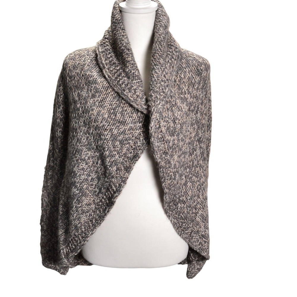 Elsamanda Italy Women's Open-Front Marled Knit Cardigan Small Alpaca Wool Blend